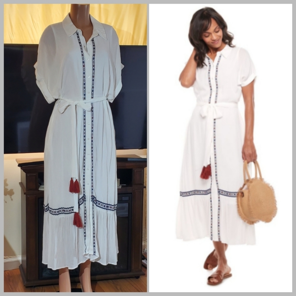 New Sonoma Women's Ivory Embroidered Maxi Dress